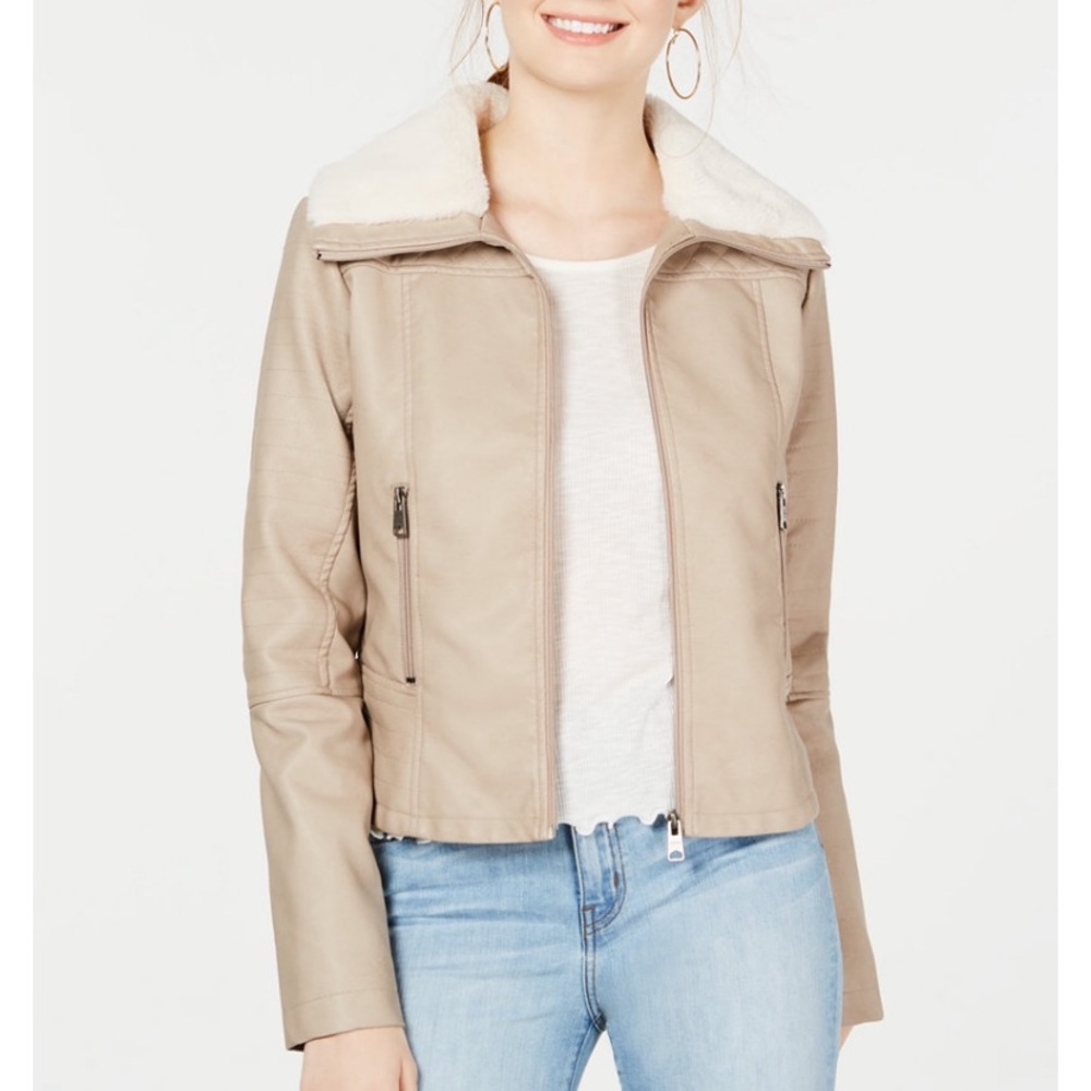 Faux-Fur-Leather Jacket